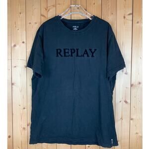 Replay Tonal Logo Crew Neck Shirt, Black - *EST* Size Large